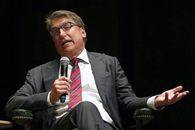 127275512_web1_APmccrory
AP Photo | Gerry Broome, File
In this Thursday, Jan. 16, 2020 file, North Carolina Gov. Pat McCrory speaks during a University of North Carolina Institute of Politics forum in Chapel Hill, N.C. Republican North Carolina U.S. Senate candidate Pat McCrory on Thursday, July 8, 2021 announced he raised more than $1.2 million in his first fundraising period since he entered the primary in April.