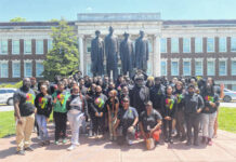 
			
				                                Over 60 RSHS students at the February One Monument, dedicated to four A&T freshmen who carried out a sit-in at a diner in Greensboro, which inspired similar protests across the nation.
                                 Photo courtesy of Arthur Gilliam

			
		