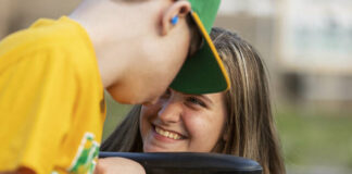 
			
				                                Richmond Seniors twins Christopher and Caroline Cline share a happy moment together at the Senior Sunset held at Raider Stadium on Wednesday, June 6, 2023. Christopher was born with cerebral palsy and is non-verbal, but that doesn’t stop the two from communicating and loving each other like other siblings.
                                 Mark Bell | Daily Journal

			
		