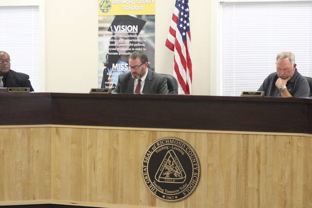 129778959_web1_IMG_1930
Superintendent Dr. Joe Ferrell reads the resolution to ask the General Assembly to prioritize public schools in their 2023-25 biennial budget.
Matthew Sasser | Daily Journal