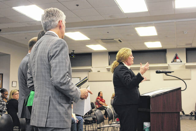 130126107_web1_IMG_1222
Chief District Court Judge Amy Wilson discuss plans to establish a Family Treatment Court Monday during the Scotland County Board of Commissioners regular business meeting.
Tomeka Sinclair | The Laurinburg Exchange
