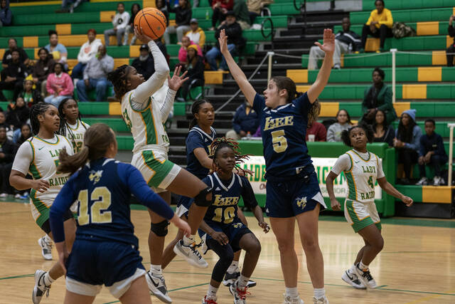 130310845_web1_53473196451_4a1f02b1c8_k
Junior point guard Jamyia Juicy Lindsey scored 1,000th career point to help the Lady Raiders defeat Lee County 68-44 on Tuesday night. The Lady Raiders also defeated Pine Forest 54-21 on Wednesday. The team is 13-4 on the season and 5-0 within their conference. The Lady Raiders will play against Scotland at 6:00 p.m. this Tuesday
Mark Bell | For the Daily Journal