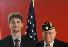 
			
				                                Congratulations to Zane Searcy, pictured alongside First Vice-Commander Carlton Hawkins, who won this year’s North Carolina 4th Division Oratorical Contest on Feb. 24. Searcy will now advance to the state competition on Saturday, March 23 in Cary at Westwood Baptist Church. He was representing American Legion Post 147 Rockingham-East Rockingham. Searcy will again deliver an eight to ten minute speech entirely with no notes; he rehearsed with Hawkins once every week prior to the district level competition.
                                 Photo courtesy of Robert Steele

			
		
